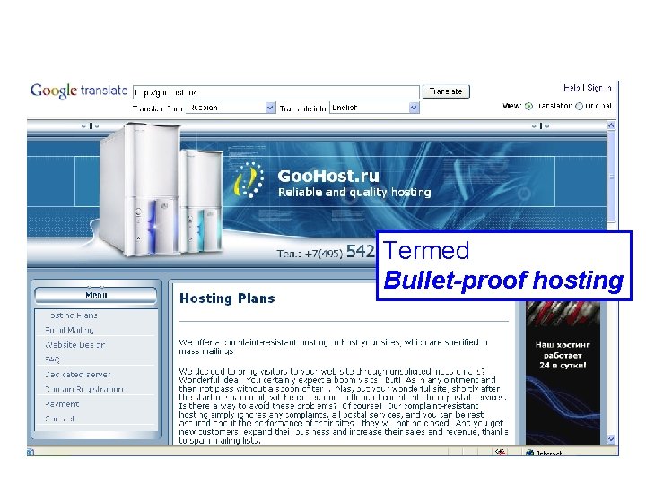Termed Bullet-proof hosting 