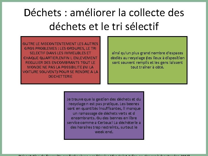 Déchets : améliorer la collecte des déchets et le tri sélectif OUTRE LE MECONTENTEMENT