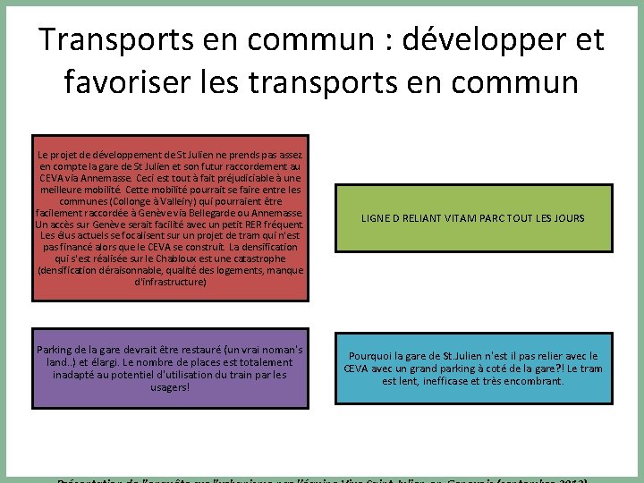 Transports en commun : développer et favoriser les transports en commun Le projet de