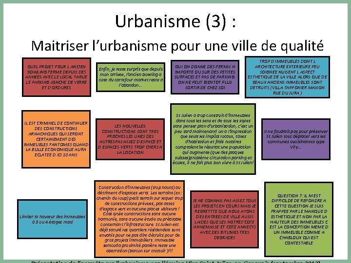 Urbanisme (3) : Maitriser l’urbanisme pour une ville de qualité QUEL PROJET POUR L