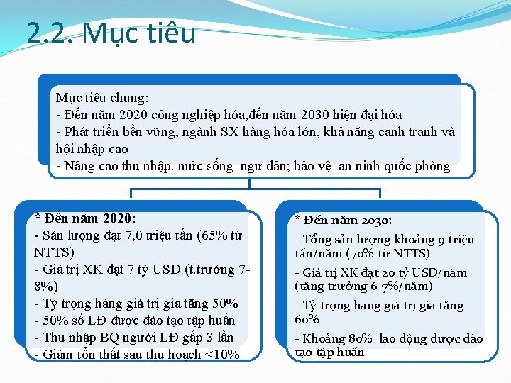 2. 2. Mục tiêu chung: - Đến năm 2020 công nghiệp hóa, đến năm