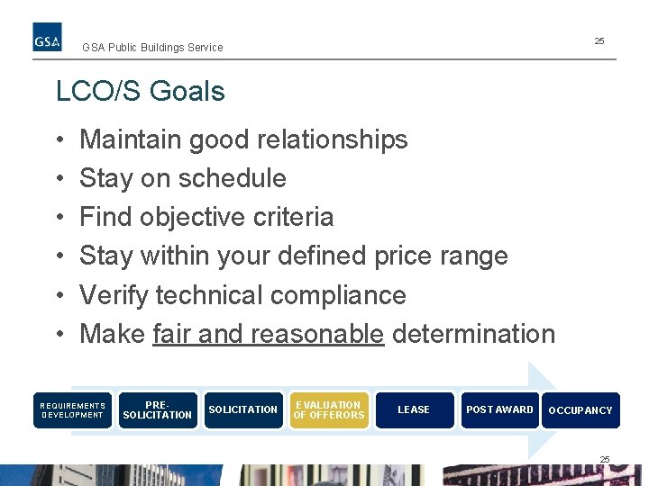 25 GSA Public Buildings Service LCO/S Goals • • • Maintain good relationships Stay