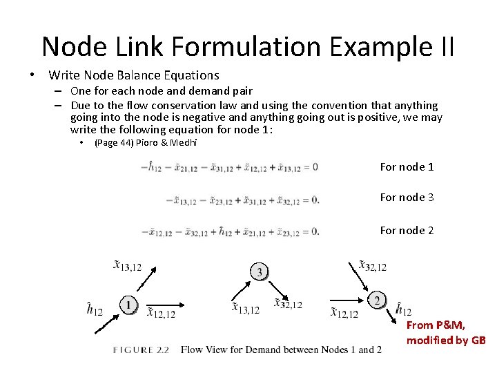 Node Link Formulation Example II • Write Node Balance Equations – One for each