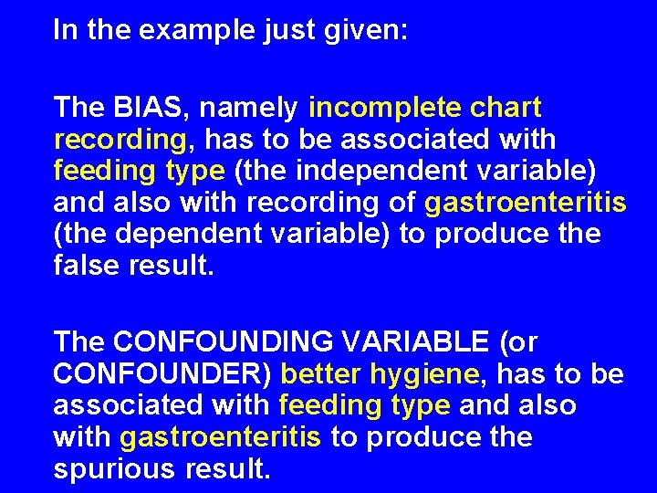 In the example just given: The BIAS, namely incomplete chart recording, has to be