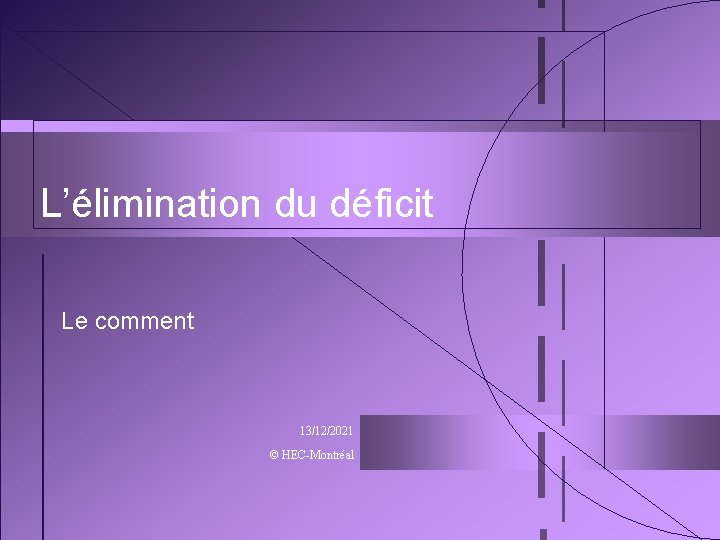 L’élimination du déficit Le comment 13/12/2021 © HEC-Montréal 