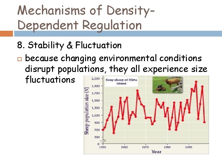 Mechanisms of Density. Dependent Regulation 8. Stability & Fluctuation because changing environmental conditions disrupt
