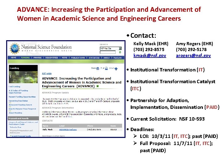 ADVANCE: Increasing the Participation and Advancement of Women in Academic Science and Engineering Careers