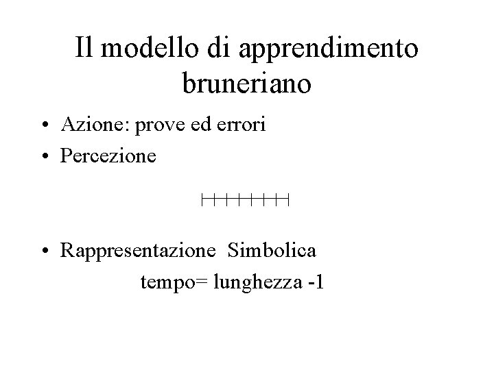 Il modello di apprendimento bruneriano • Azione: prove ed errori • Percezione • Rappresentazione