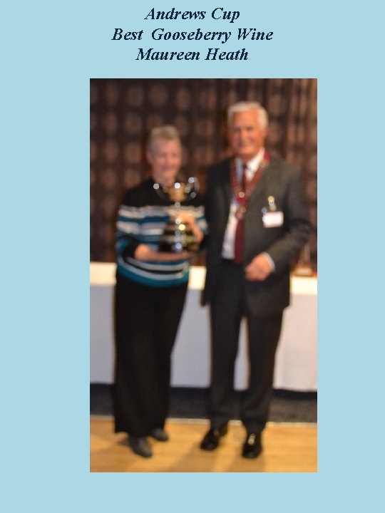 Andrews Cup Best Gooseberry Wine Maureen Heath 