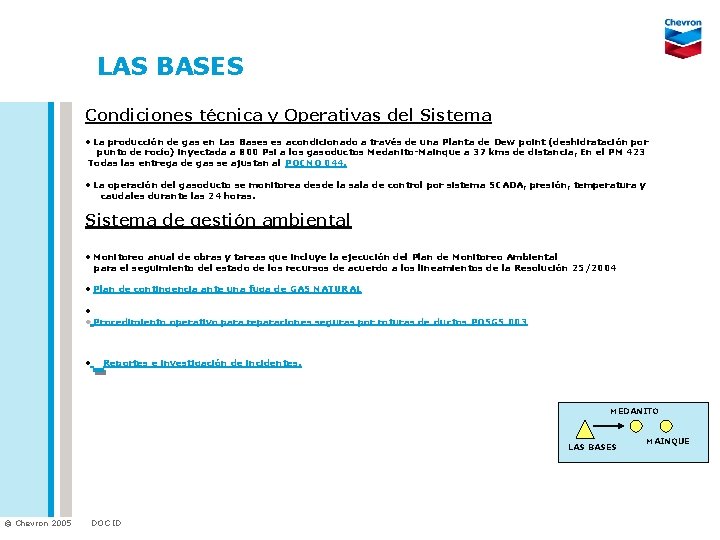 LAS BASES Condiciones técnica y Operativas del Sistema • La producción de gas en