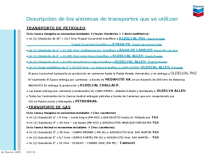 Descripción de los sistemas de transportes que se utilizan TRANSPORTE DE PETROLEO En la