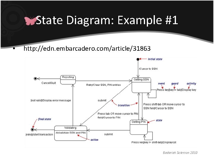 State Diagram: Example #1 • http: //edn. embarcadero. com/article/31863 Badariah Solemon 2010 