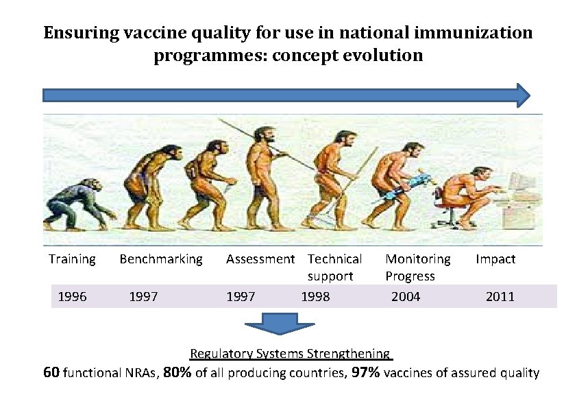 Ensuring vaccine quality for use in national immunization programmes: concept evolution Training 1996 Benchmarking