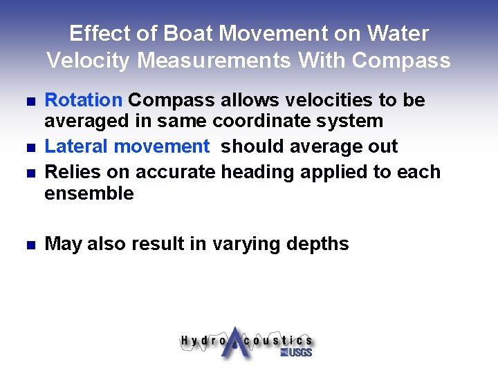 Effect of Boat Movement on Water Velocity Measurements With Compass n n Rotation Compass