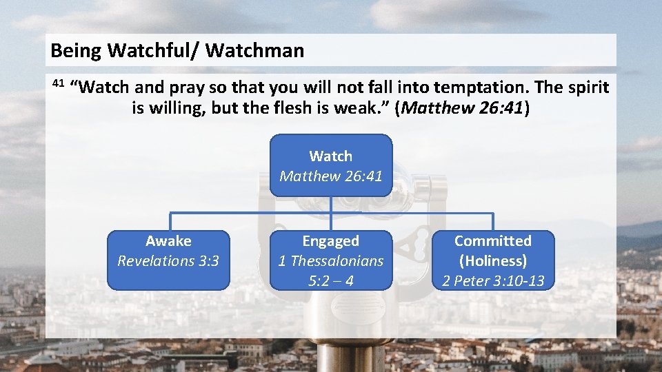 Being Watchful/ Watchman 41 “Watch and pray so that you will not fall into