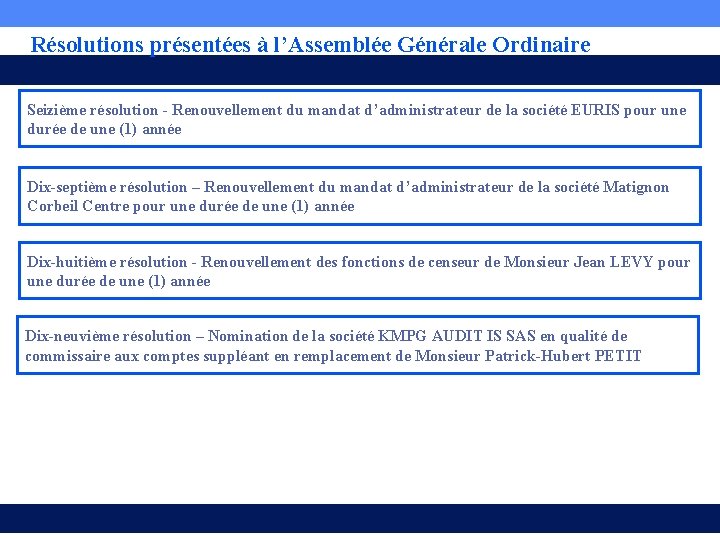 Résolutions présentées à l’Assemblée Générale Ordinaire Seizième résolution - Renouvellement du mandat d’administrateur de