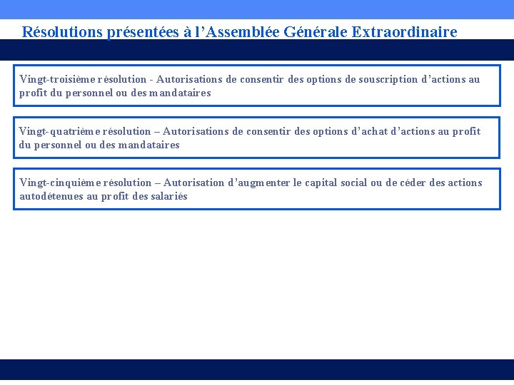 Résolutions présentées à l’Assemblée Générale Extraordinaire Vingt-troisième résolution - Autorisations de consentir des options