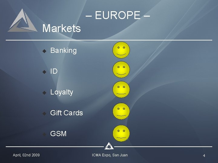 – EUROPE – Markets April, 02 nd 2009 u Banking u ID u Loyalty