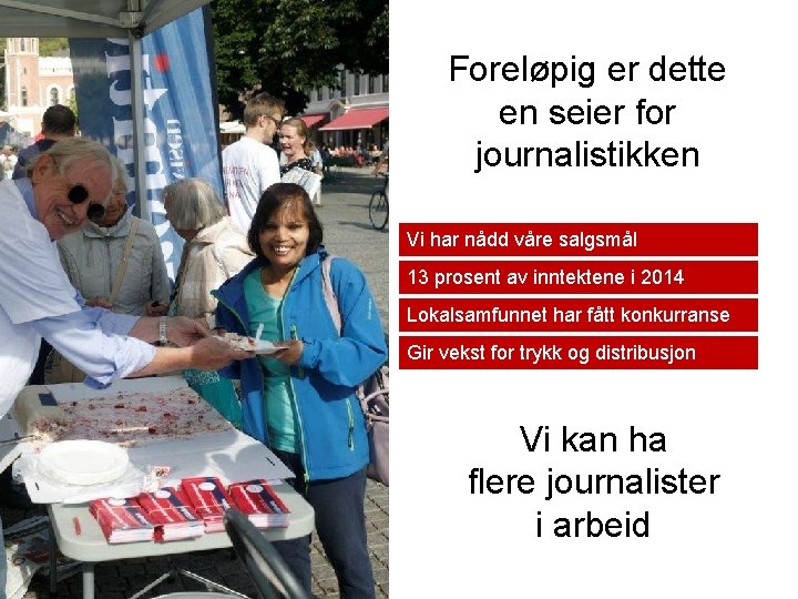 Foreløpig er dette en seier for journalistikken Vi har nådd våre salgsmål 13 prosent