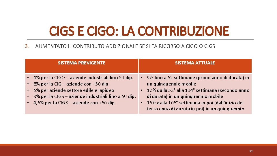 CIGS E CIGO: LA CONTRIBUZIONE 3. AUMENTATO IL CONTRIBUTO ADDIZIONALE SE SI FA RICORSO