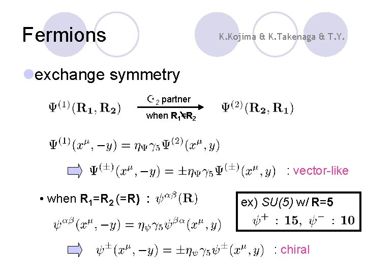 Fermions K. Kojima & K. Takenaga & T. Y. lexchange symmetry Z 2 partner