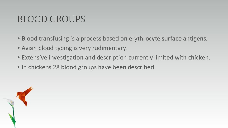 BLOOD GROUPS • Blood transfusing is a process based on erythrocyte surface antigens. •