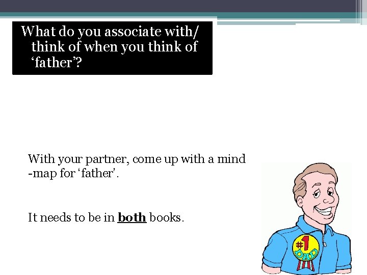 What do you associate with/ think of when you think of ‘father’? With your