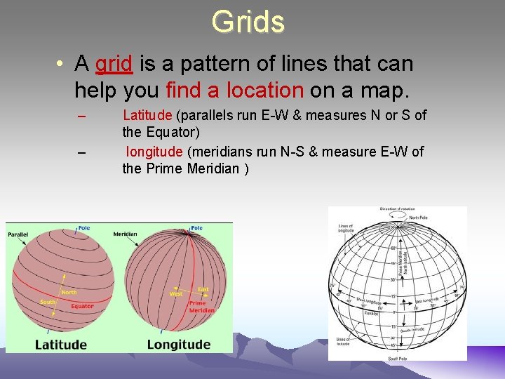 Grids • A grid is a pattern of lines that can help you find