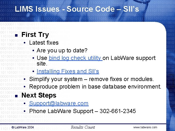 LIMS Issues - Source Code – Sll’s n First Try • Latest fixes • LIMS Issues - Source Code – Sll’s n First Try • Latest fixes •
