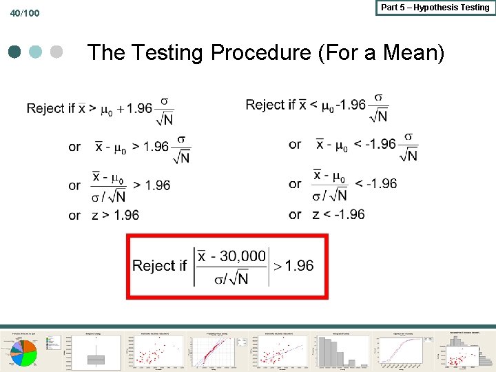 40/100 Part 5 – Hypothesis Testing The Testing Procedure (For a Mean) 