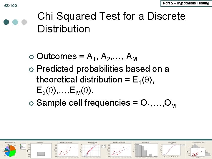 Part 5 – Hypothesis Testing 68/100 Chi Squared Test for a Discrete Distribution Outcomes