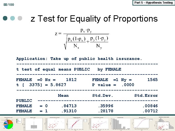 88/100 Part 5 – Hypothesis Testing z Test for Equality of Proportions Application: Take