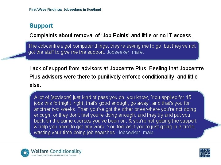 First Wave Findings: Jobseekers in Scotland Support Complaints about removal of ‘Job Points’ and