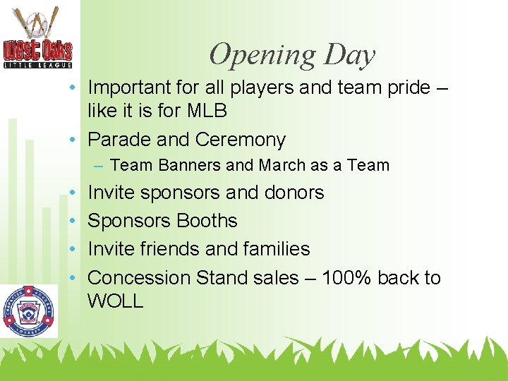 Opening Day • Important for all players and team pride – like it is