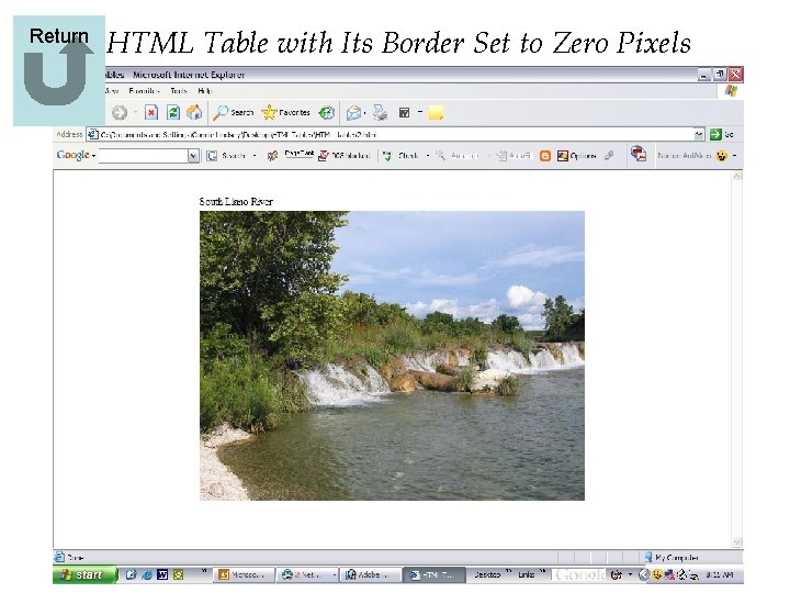Return HTML Table with Its Border Set to Zero Pixels  Return HTML Table with Its Border Set to Zero Pixels