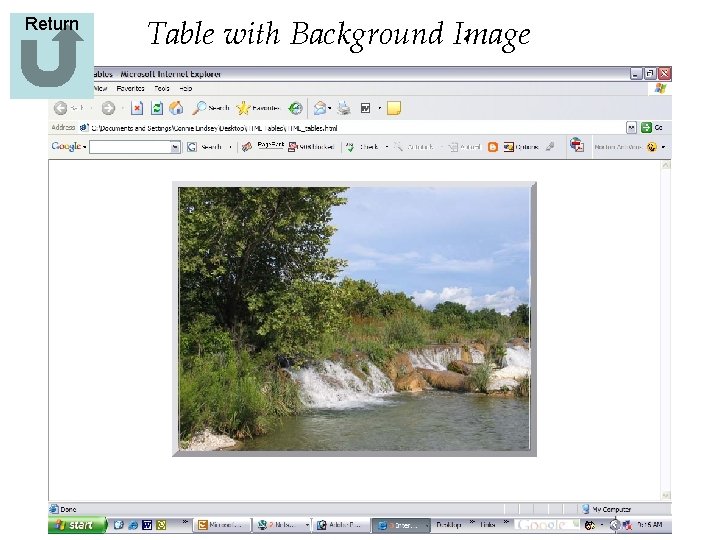 Return Table with Background Image  Return Table with Background Image