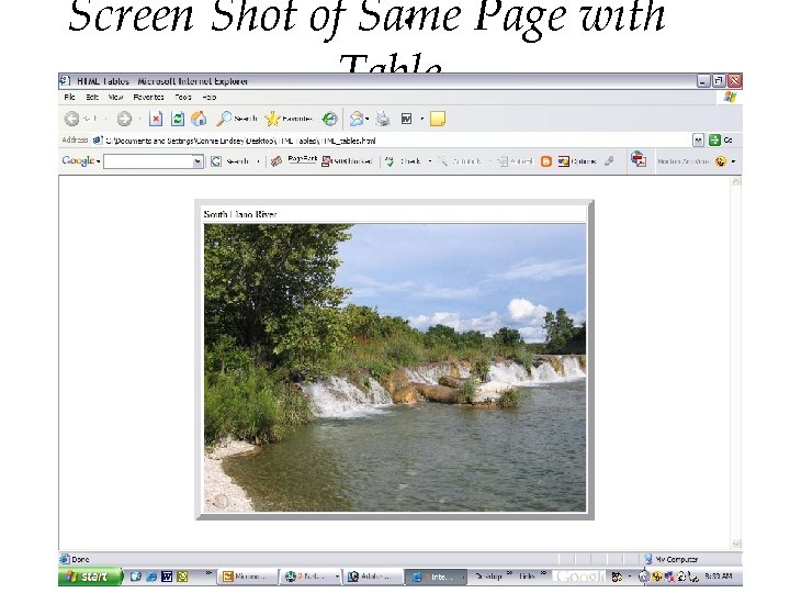 Screen Shot of Same Page with Table  Screen Shot of Same Page with Table