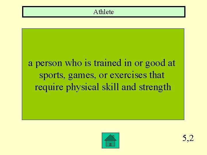 Athlete a person who is trained in or good at sports, games, or exercises