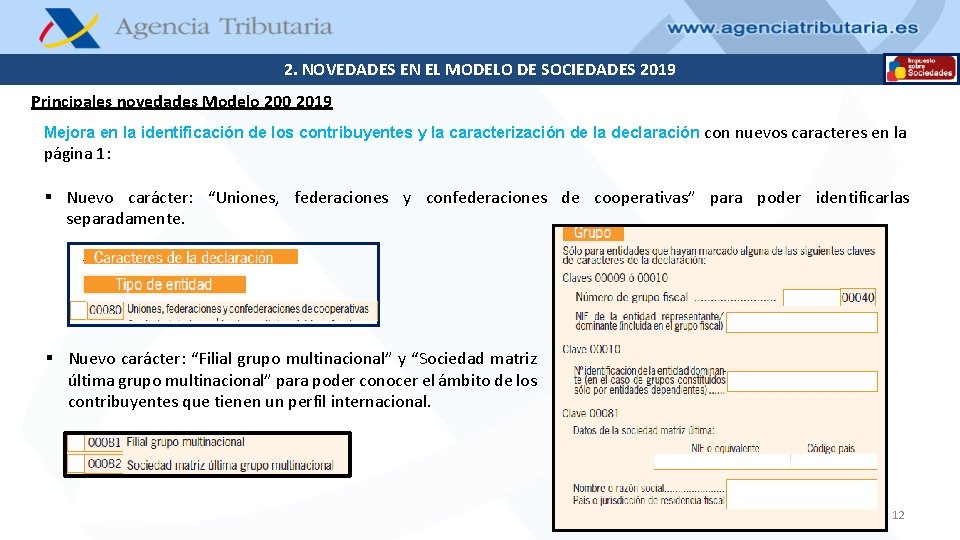 2. NOVEDADES EN EL MODELO DE SOCIEDADES 2019 Principales novedades Modelo 200 2019 Mejora