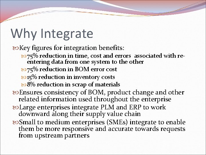 Why Integrate Key figures for integration benefits: 75% reduction in time, cost and errors