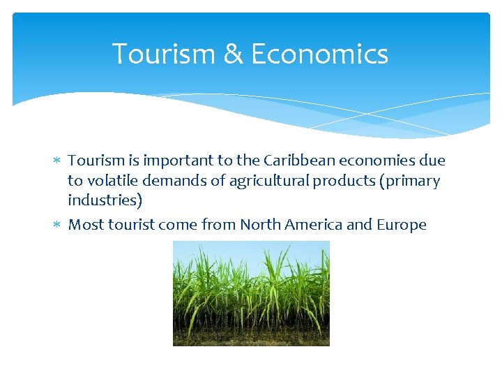 Tourism & Economics Tourism is important to the Caribbean economies due to volatile demands