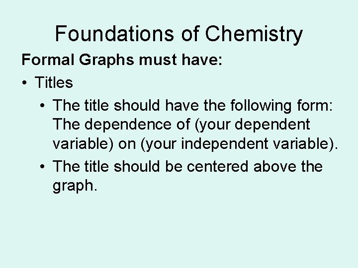 Foundations of Chemistry Formal Graphs must have: • Titles • The title should have