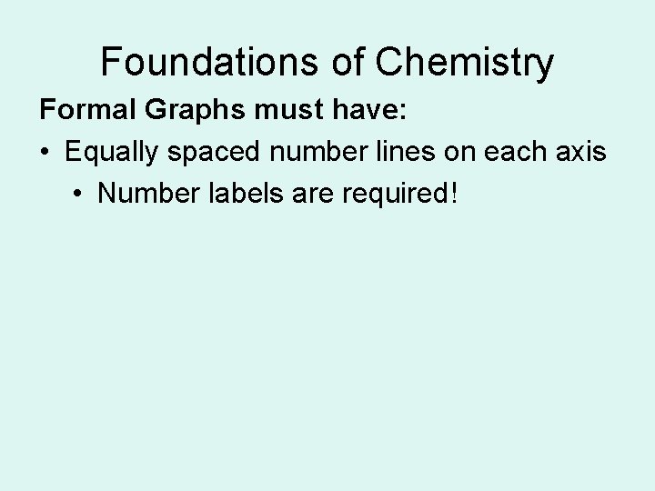 Foundations of Chemistry Formal Graphs must have: • Equally spaced number lines on each