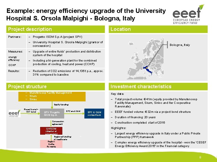 Example: energy efficiency upgrade of the University Hospital S. Orsola Malpighi - Bologna, Italy