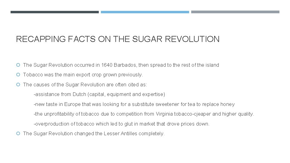 CONSEQUENCES OF THE SUGAR REVOLUTION CARIBBEAN HISTORY FORM