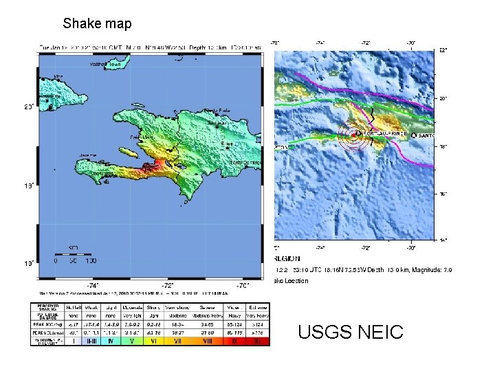 Shake map USGS NEIC 