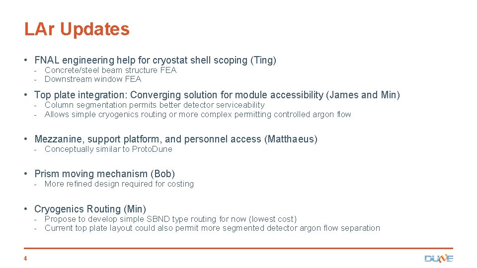 LAr Updates • FNAL engineering help for cryostat shell scoping (Ting) - Concrete/steel beam