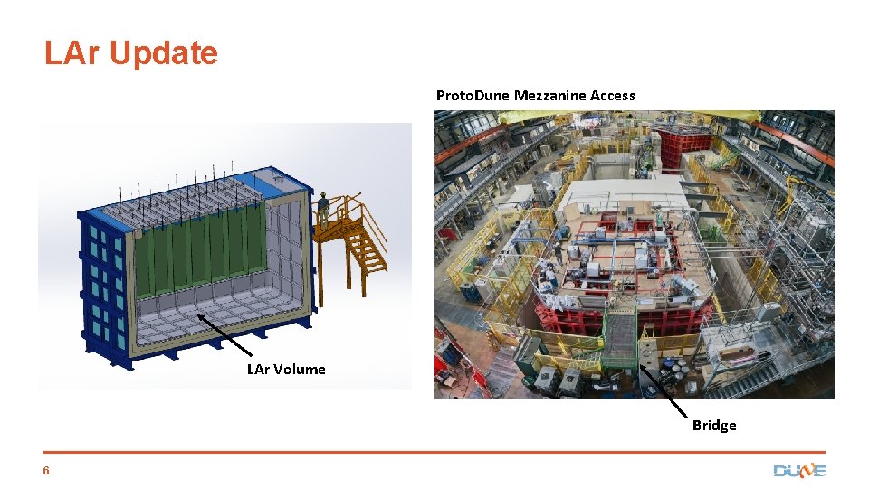 LAr Update Proto. Dune Mezzanine Access LAr Volume Bridge 6 