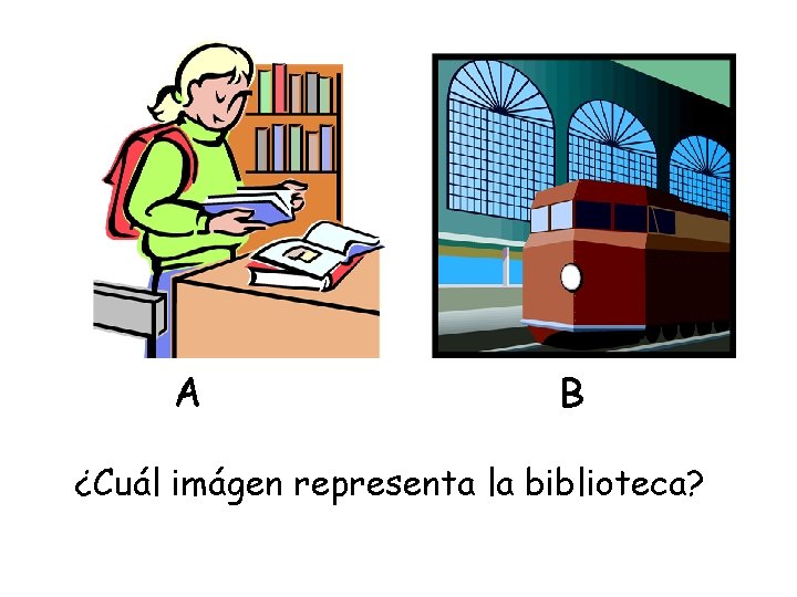 A B ¿Cuál imágen representa la biblioteca? 