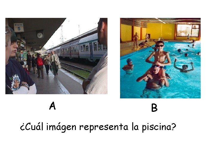 A B ¿Cuál imágen representa la piscina? 